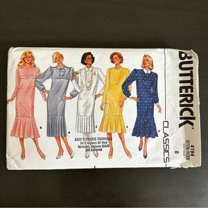 Vintage Sewing Pattern Butterick Classics Dress Working Girl Size 8 1980s 80s